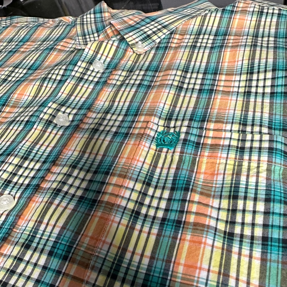 Cinch | Men's XXL | Green Orange Blue |Plaid | Western Shirt | button down | - Picture 6 of 12